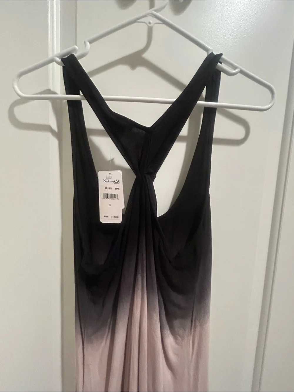 Splendid Black and Dusty Rose Ombre Dress Racerback Knotted-back NWT Size Small